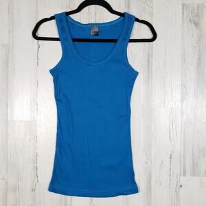 NWOT Point Sportswear Teal Blue Ribbed Racerback Tank Top Women's Size Large